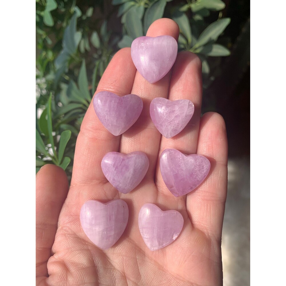 Kunzite Heart, One Mini Kunzite Carving, Polished Pocket Stone Flatback Cabochon